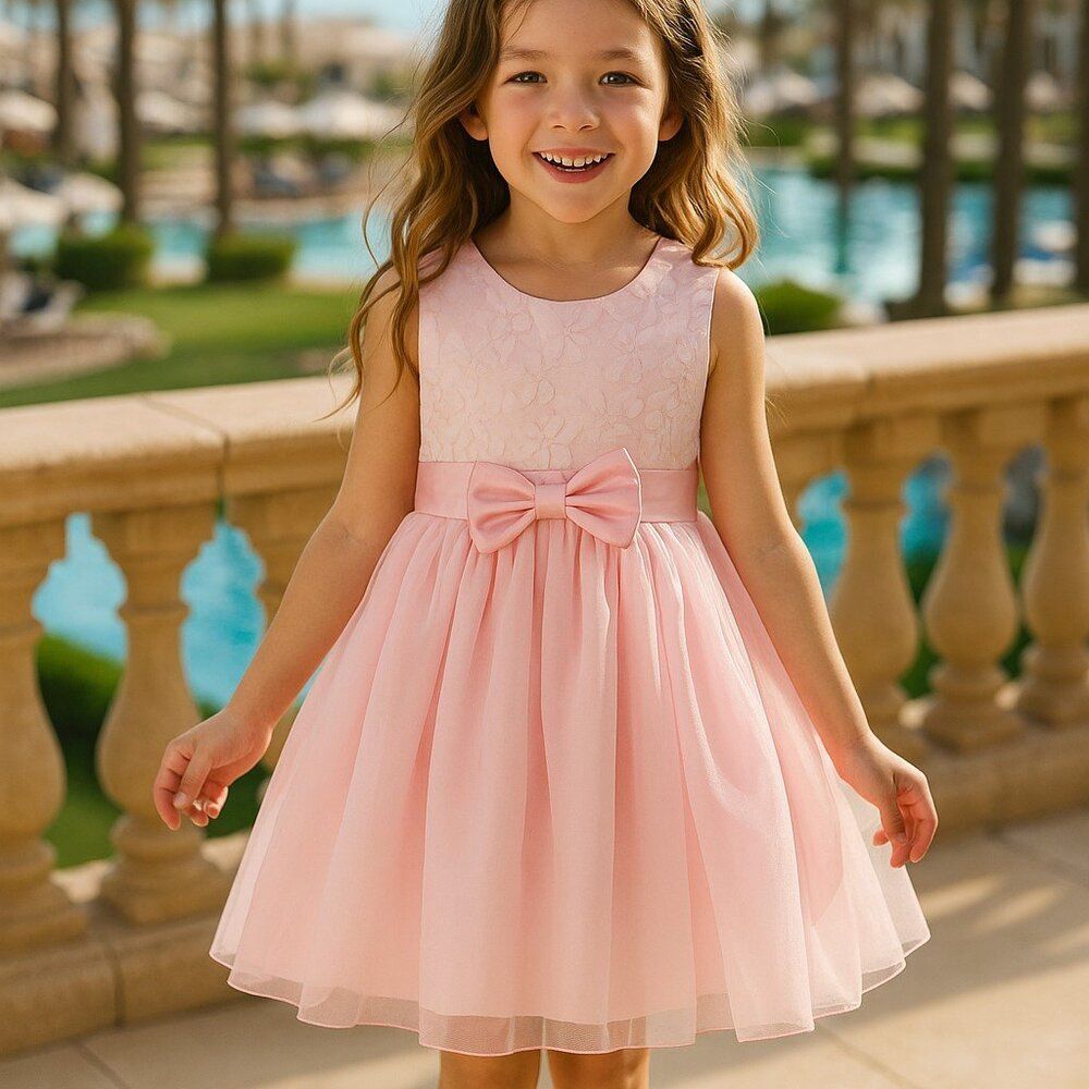 Bonnie Jean Pink Embroidered Daisy Dress 2T |  Multilayered Tulle Skirt